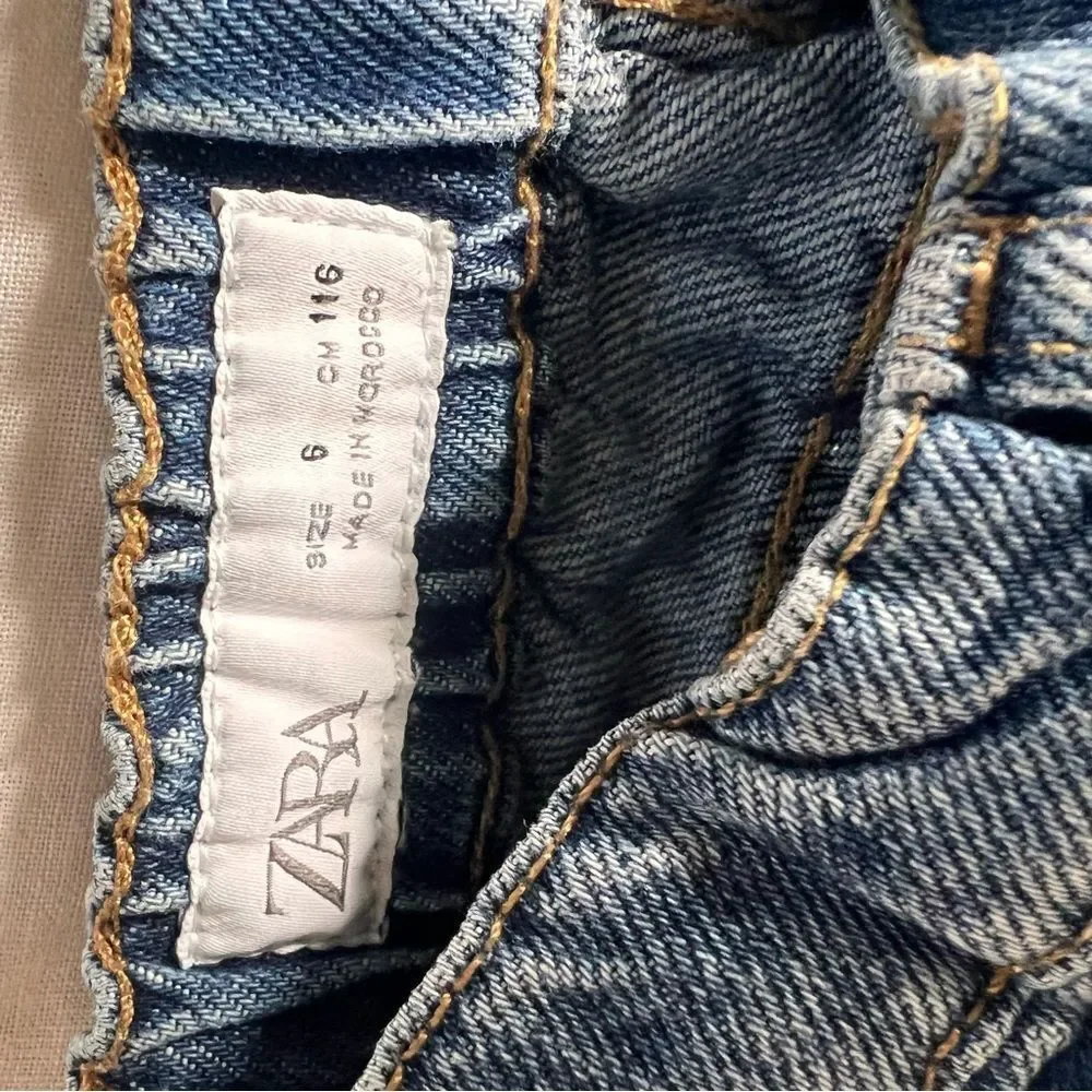 Zara Blue Distressed Cotton Baggy Denim Jeans Boys 6 Years Old EUC